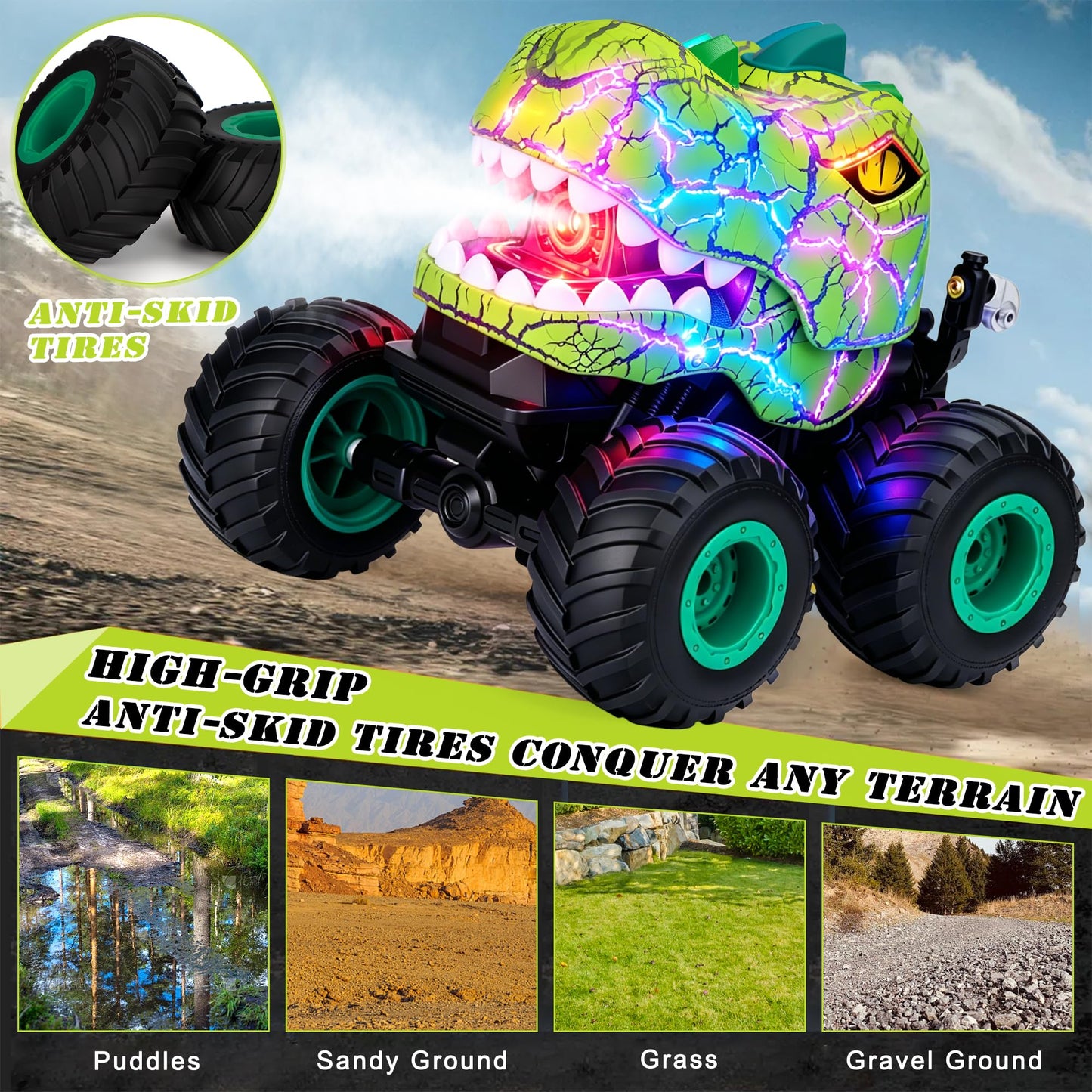 BlingCnsy Remote Control Monster Truck Toys, Dinosaur RC Car Monster Trucks