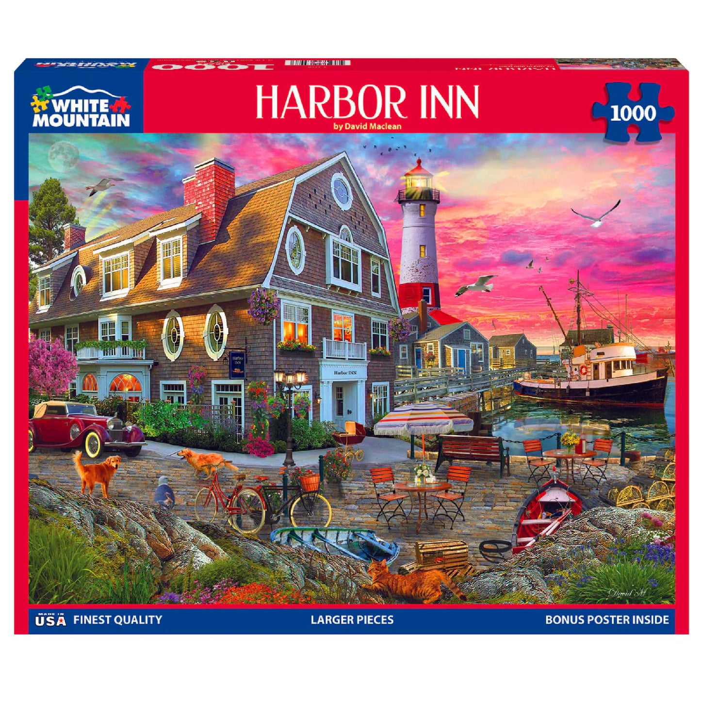 White Mountain 1000 Piece Jigsaw Puzzle Seaside Coastal, Harbor Inn