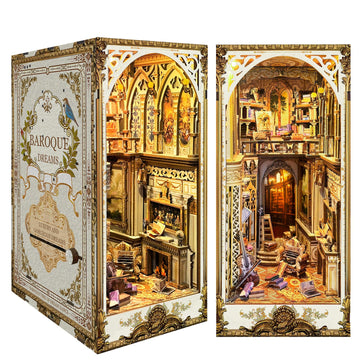 DIY Book Nook Kit - Bookend Diorama with LED - 3D Wooden Puzzle DIY Miniature House Kits - Bookshelf Insert Decor - Booknook Dollhouse Crafts Hobbies