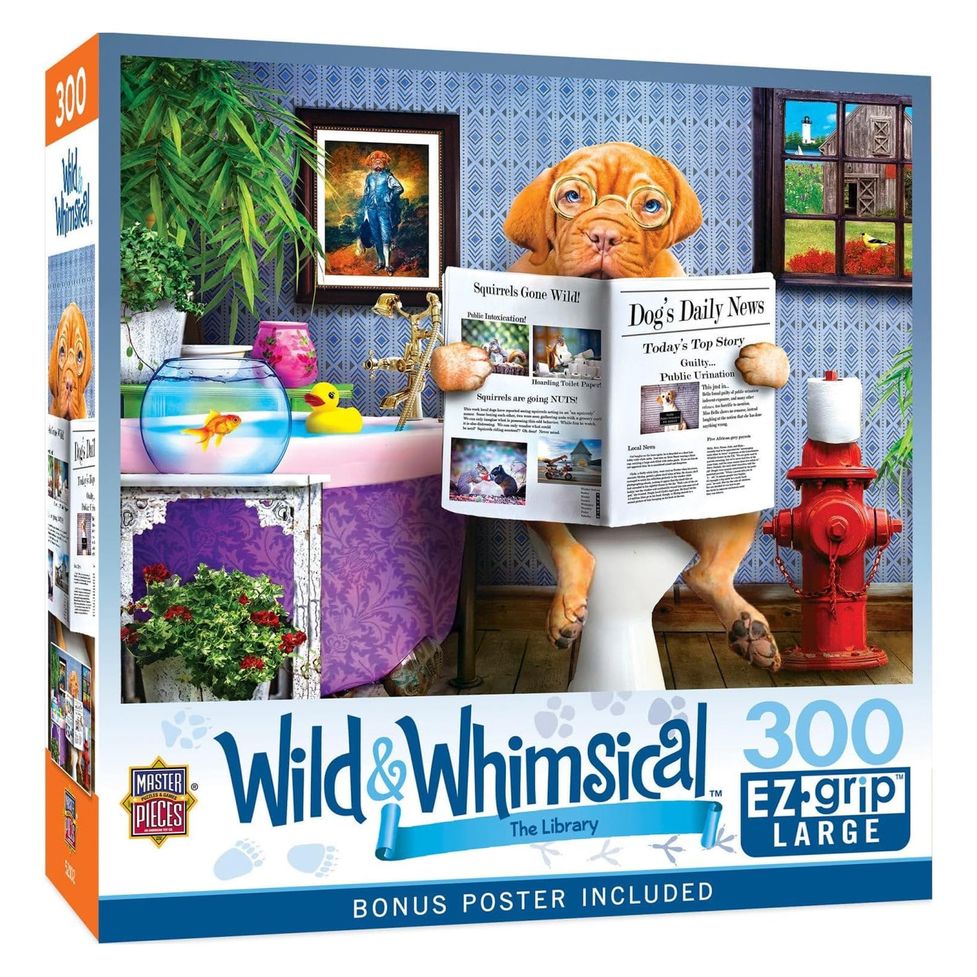 MasterPieces 300 Piece EZ Grip Jigsaw Puzzle for Adults and Family - The Library - 18" x 24"