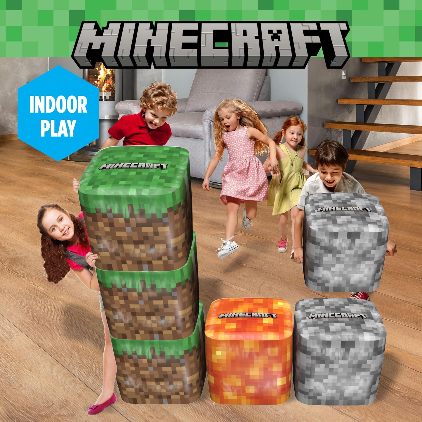 Six Officially Licensed Minecraft Giant Inflatable Building Blocks, Bunkrs 22"x22"x22"