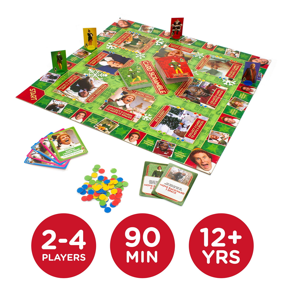 AQUARIUS Elf Card Scramble Board Game - Fun Family Christmas Party Game for Kids, Teens & Adults - Entertaining Game Night Gift - Officially Licensed