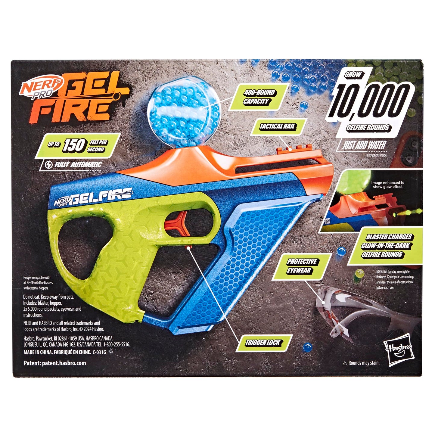 Nerf Pro Gelfire Nightfall Uproar Full Auto Blaster, 150 FPS, 10,000 Rounds, Glow in The Dark Blaster, Eyewear, Age 14+ (Amazon Exclusive)