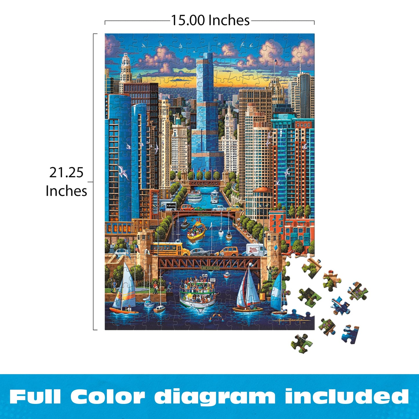 Buffalo Games - Eric Dowdle Chicago The Windy City - 300 Large Piece Puzzle