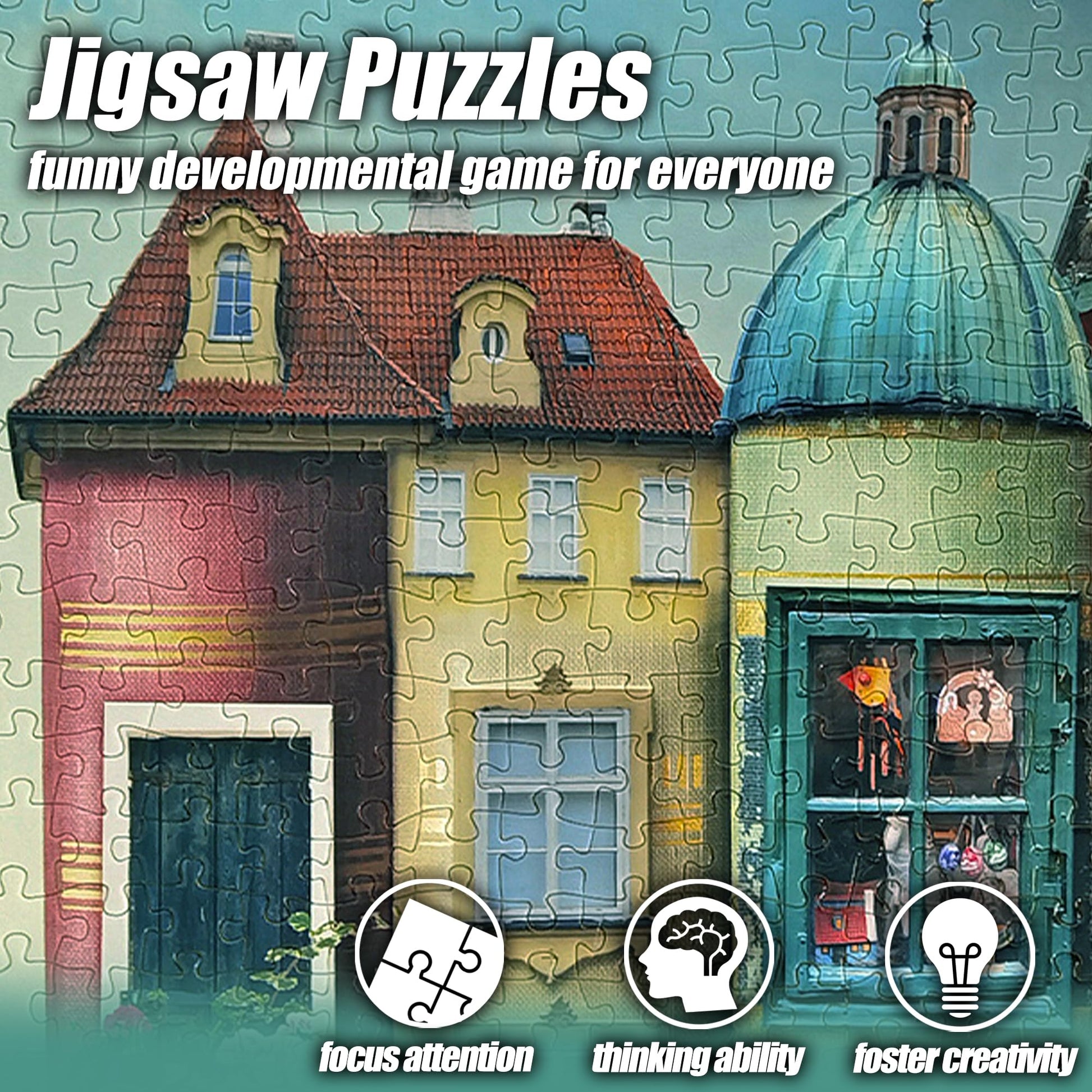 MISITU Jigsaw Puzzles 1000 Pieces for Adults Challenging Difficult Puzzles Christmas Birthday Gift Game Toys Book City 19.69 x 27.56 Inches