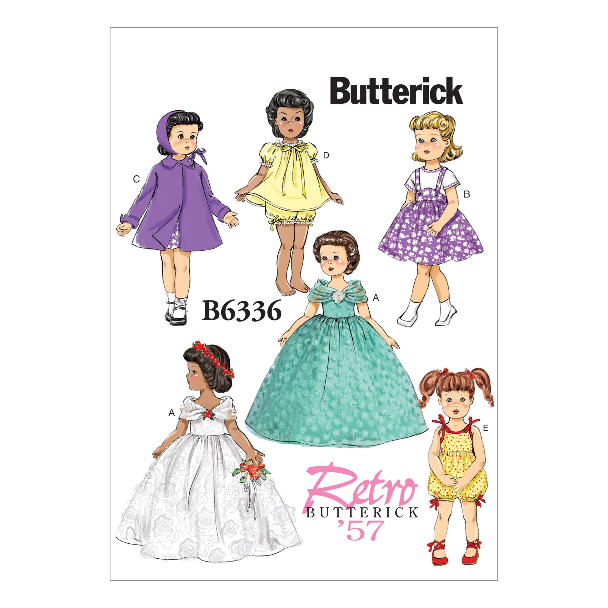 Butterick Patterns B6336 Retro Outfits for 18 Inch Doll, One Size