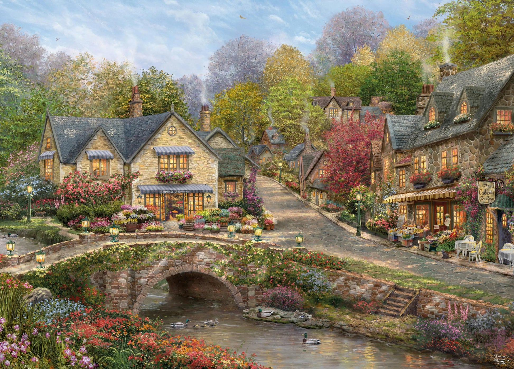 Buffalo Games - Thomas Kinkade Summer in Cobblestone - 1000 Piece Puzzle
