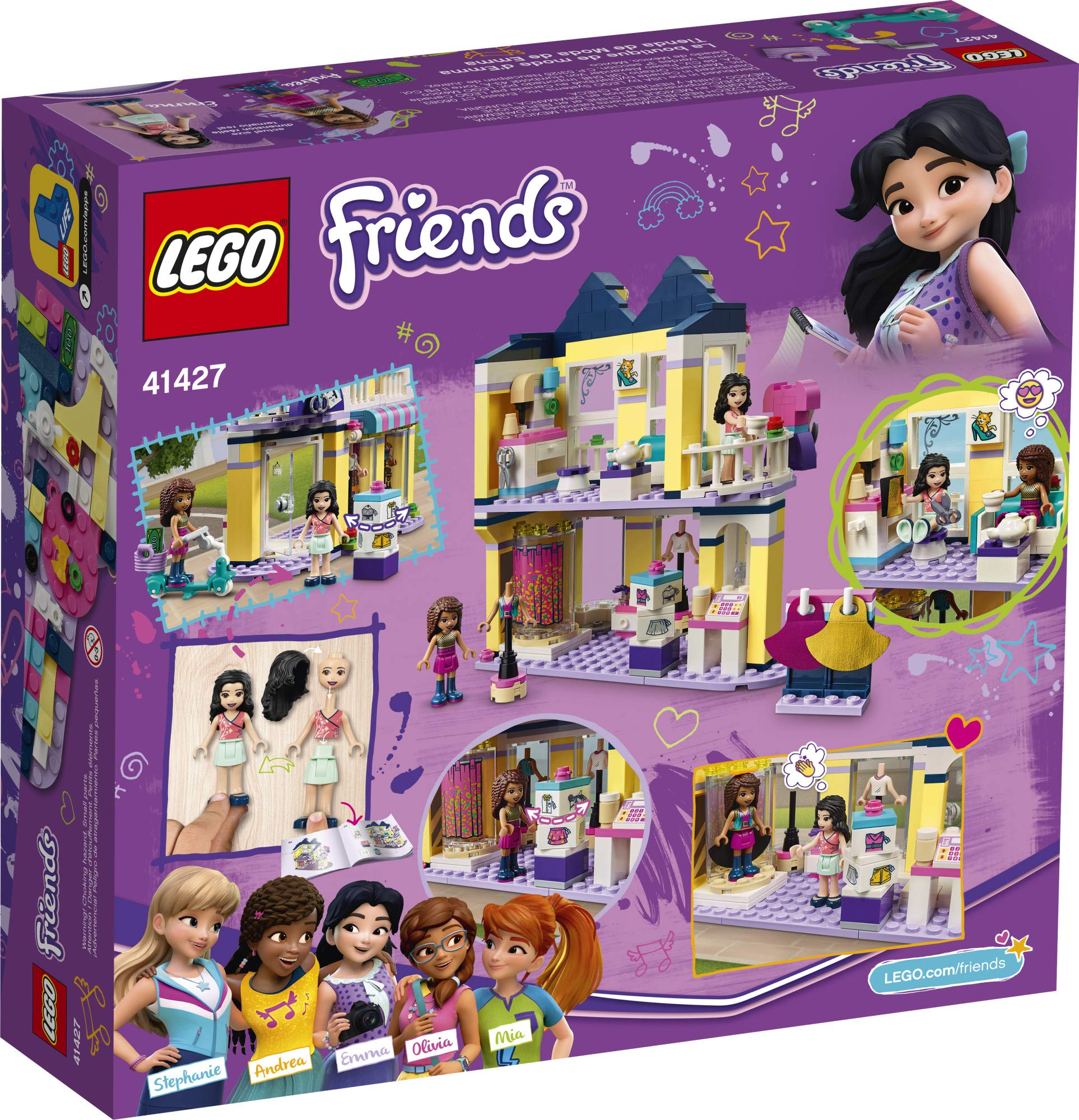 LEGO Friends Emma’s Fashion Shop 41427, Includes Friends Emma and Andrea Buildable Mini-Doll Figures and a Range of Fashion Accessories to Inspire