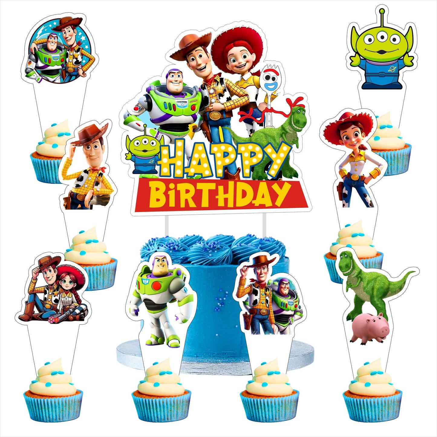 25Pcs Cartoon For Toy Inspired Story Cupcake Toppers,Inspired Cupcake Picks School Wizard Theme Birthday Party Cake Decorations Supplies.