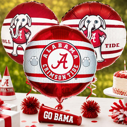 Havercamp University of Alabama Balloons (3 Pack) Alabama Crimson Tide Decorations with 2-Sided Prints featuring Big Al Alabama and Bama's A Logo