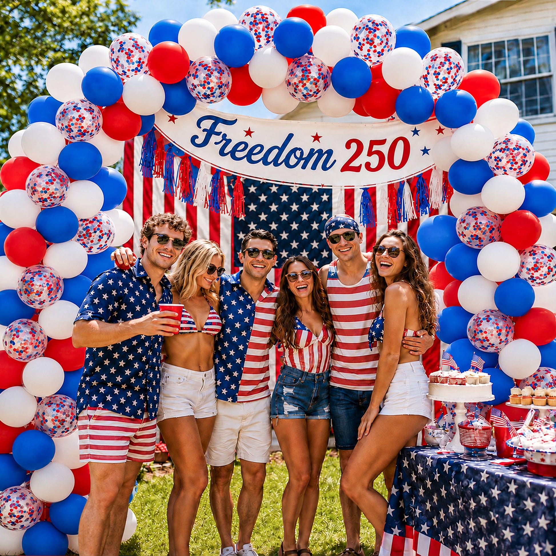 JOYYPOP 80 PCS Red White and Blue Balloons 12 Inch Patriotic Balloons with Confetti Balloons for 4th of July Decorations Independence Day 250
