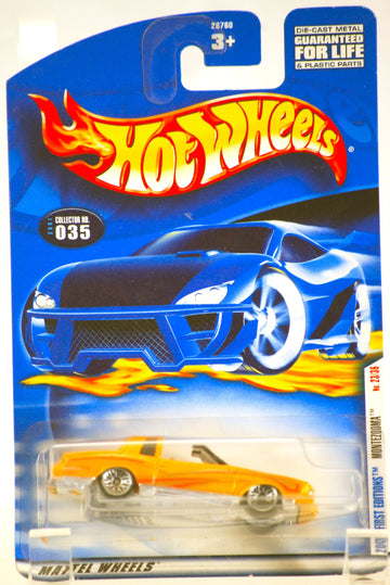 2000 - Mattel / Hot Wheels - Montezooma (Monte Carlo) - Custom Yellow - 2001 First Editions - #23 of 36 - Collector #035 - T Top - MOC - LImited