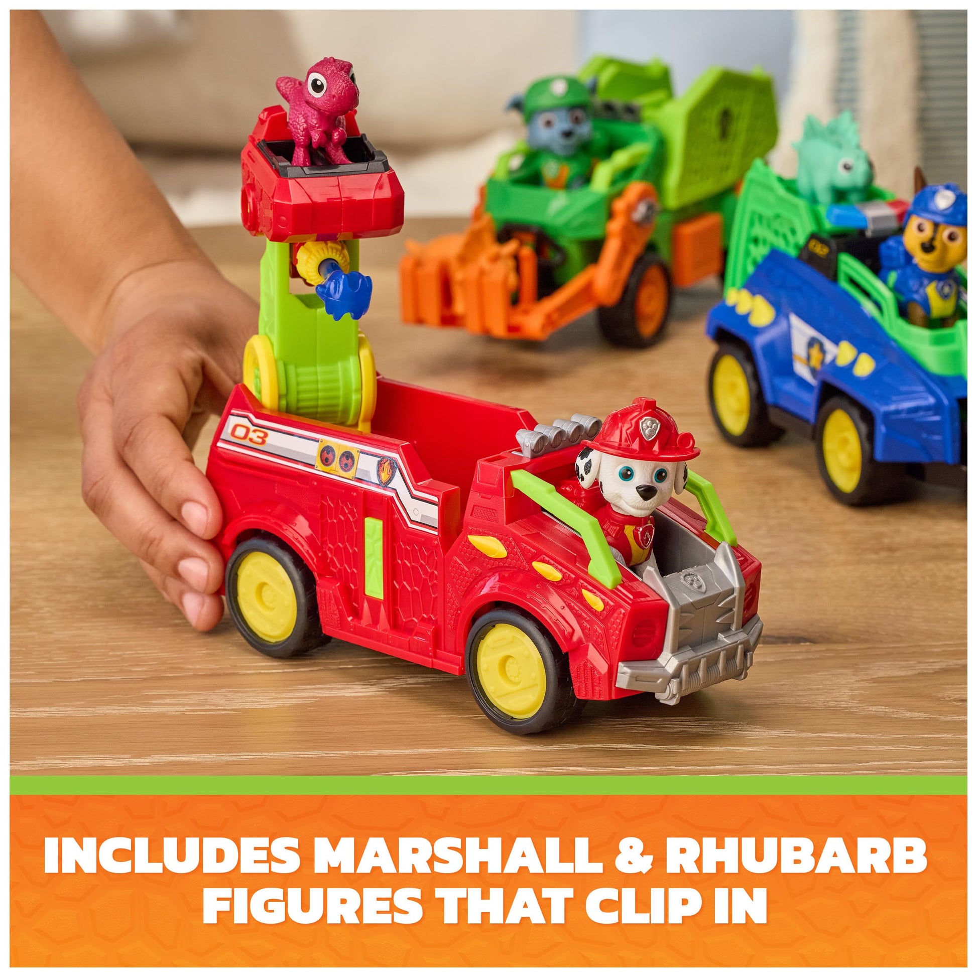 PAW Patrol The Dino Movie Marshall Dino Rescue Firetruck Toy Vehicle