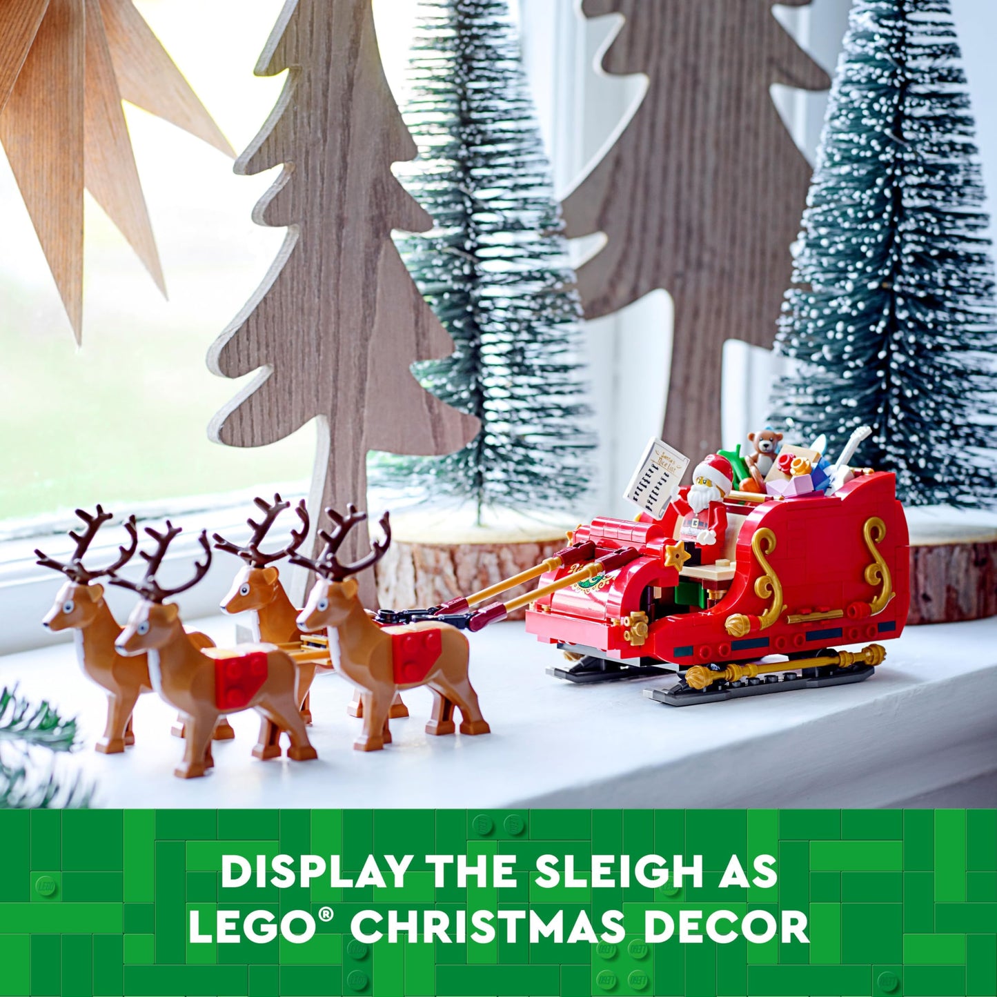 LEGO Santa's Sleigh - Building Toys for Kids, Boys & Girls, Ages 9+ - Indoor Christmas Decorations for Home W/Santa Claus Figurine & Reindeer - Gifts