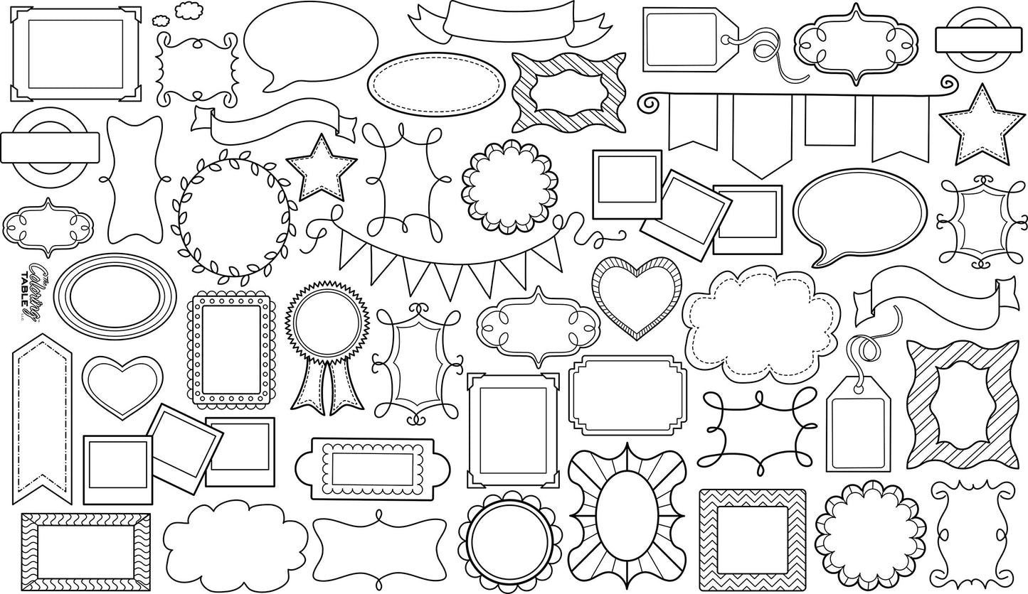 Frame Fun Design - Square Tablecloth 60”X60” - Interactive Coloring Tablecloth for Kids - Poly/Cotton Fabric - Washable and Reusable - DIY Coloring