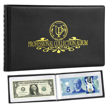 40 Pockets Banknote Currency Collecting Album - 20 Sheets Clear Dollar Bill Holders World Money Storage Book Collection Supplies Double-Sided Pages