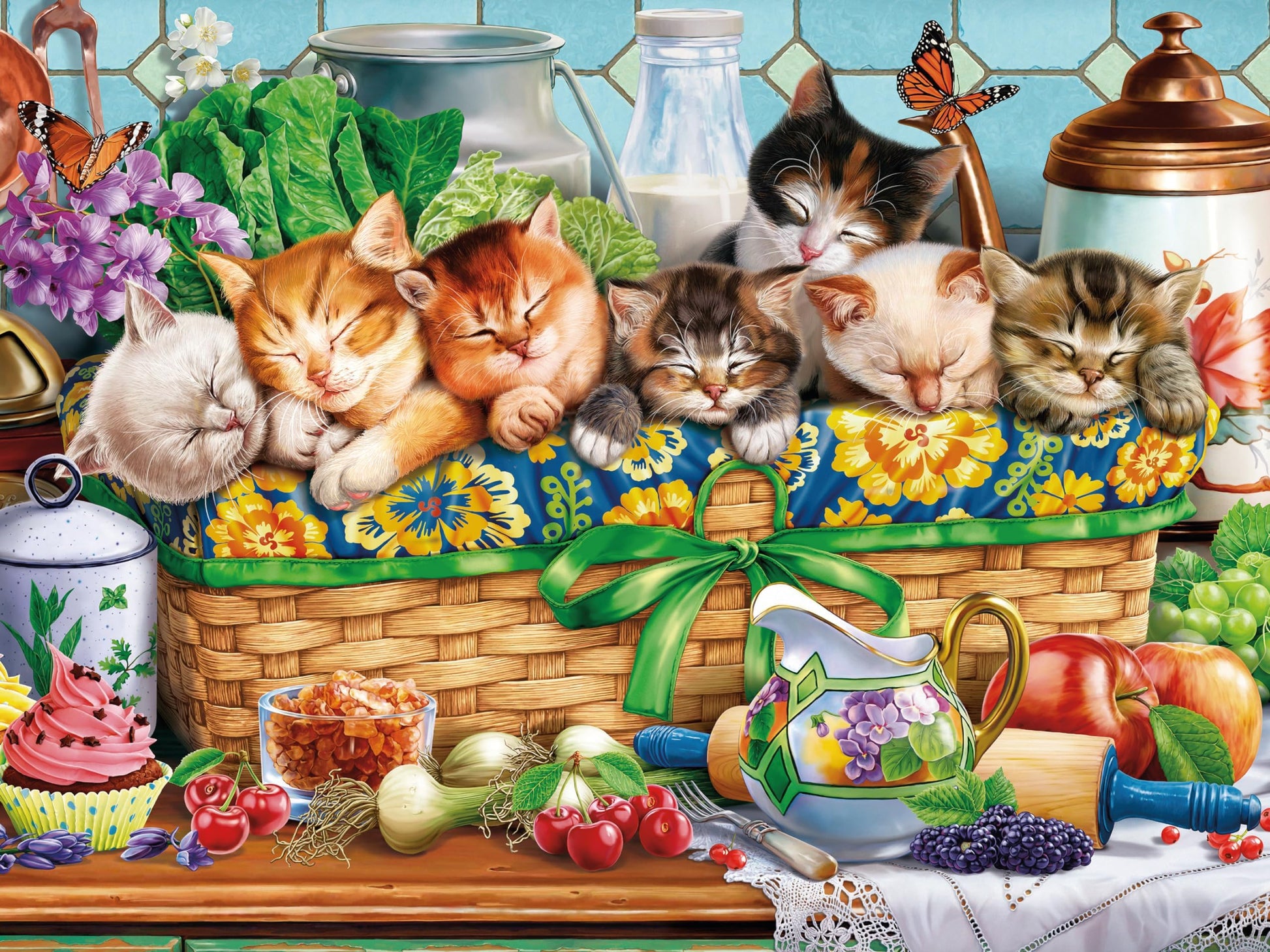 Ceaco - Kittens in a Basket - 300 Piece Jigsaw Puzzle for Adults