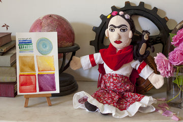 The Unemployed Philosophers Guild Frida Kahlo Doll - 12" Soft Stuffed Plush Little Thinker