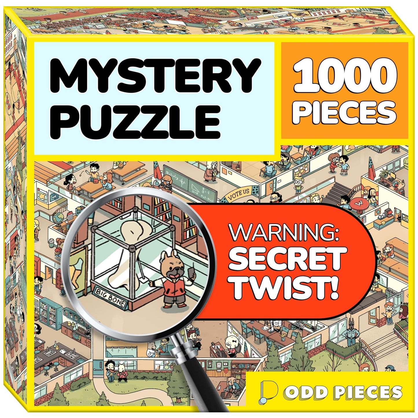 Odd Pieces Jigsaw Puzzles 1000 Pieces with Storytelling Comics, for Women, White Elephant, Mystery Puzzle for Adults & Kids - 19.7'' x 27.6''