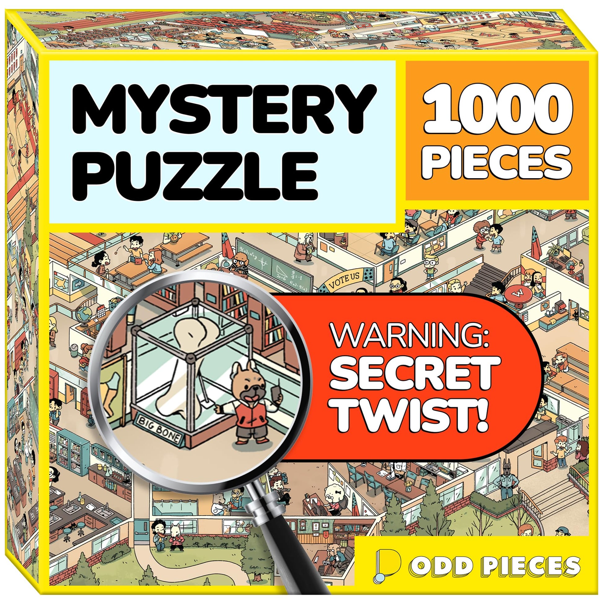 Odd Pieces Jigsaw Puzzles 1000 Pieces with Storytelling Comics, for Women, White Elephant, Mystery Puzzle for Adults & Kids - 19.7'' x 27.6''