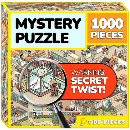 Odd Pieces Jigsaw Puzzles 1000 Pieces with Storytelling Comics, for Women, White Elephant, Mystery Puzzle for Adults & Kids - 19.7'' x 27.6''