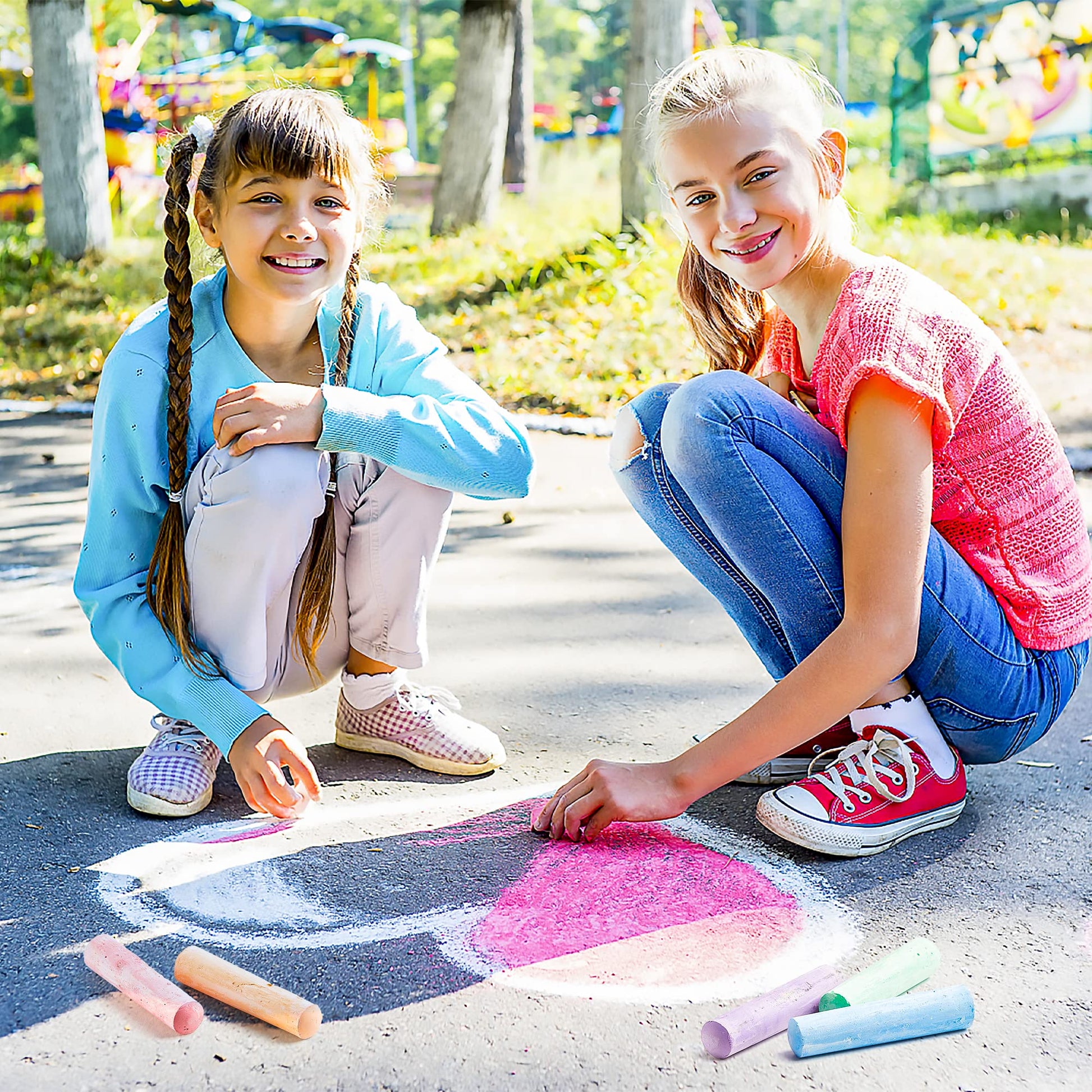 feela 168 Pack Sidewalk Chalk, Sidewalk Chalk Set For Kids Jumbo Chalk Bulk, Great for Kids Family, Paint on Sidewalk Wall School Driveway Blackboard