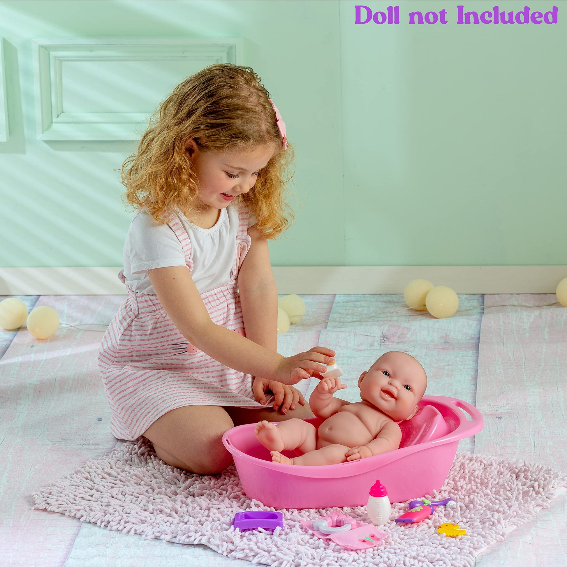 JC Toys Baby Doll Newborn Realistic Bath for Keeps Playtime! | Fits Dolls up to 16" | Includes Bath and Accessories | Ages 2+, Pink