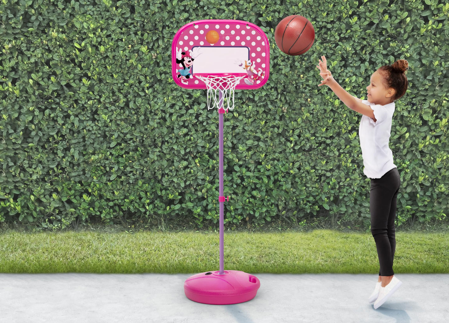 Delta Children - Disney Minnie Mouse Kids Basketball Hoop Set, Height Adjustable Toddler Basketball Goal with Stand, Indoor Outdoor Sports Toy