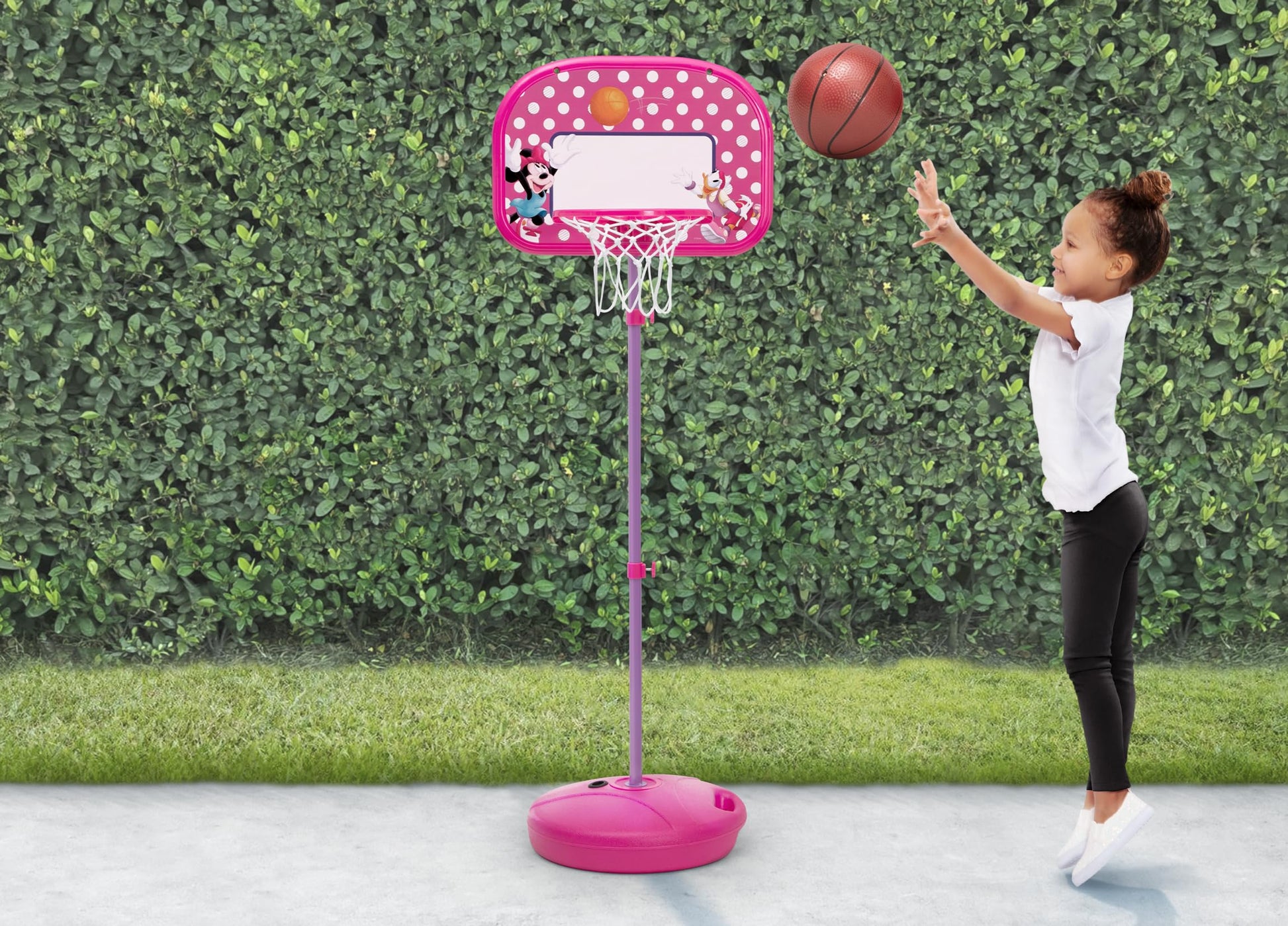 Delta Children - Disney Minnie Mouse Kids Basketball Hoop Set, Height Adjustable Toddler Basketball Goal with Stand, Indoor Outdoor Sports Toy