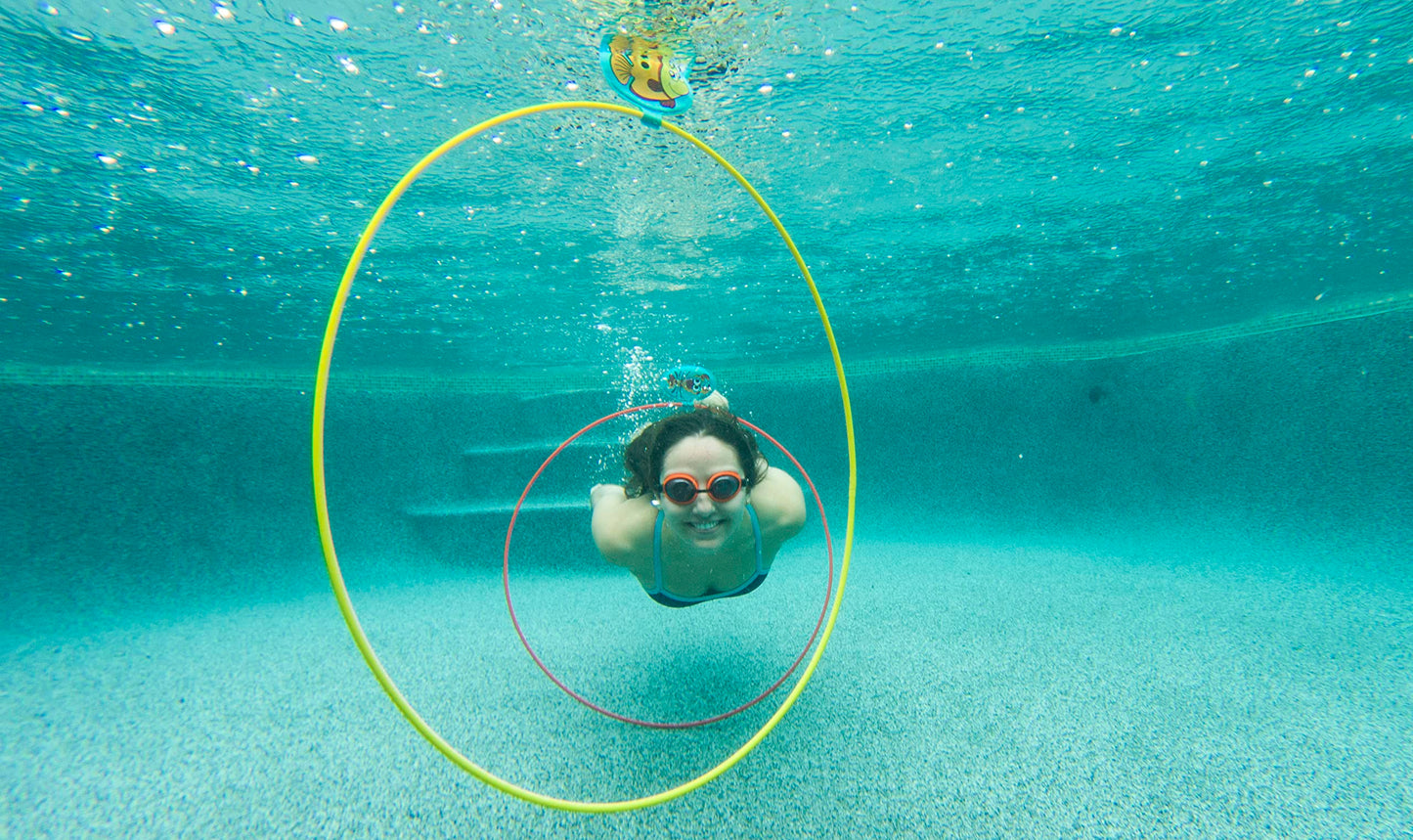 Water Sports Swim Thru Rings: 3-Pack 30-Inch Collapsible Rings, Depth Adjustable Pool Toys for Swimming Pool - Essential Water Toys and Pool