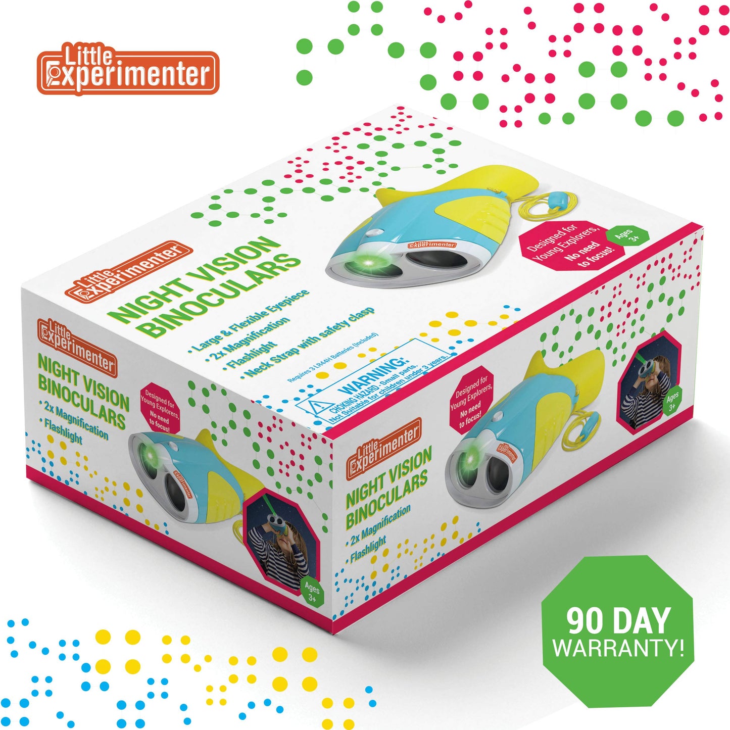 Little Experimenter Night Vision Binoculars for Kids, Flashlight, Ages 3-6