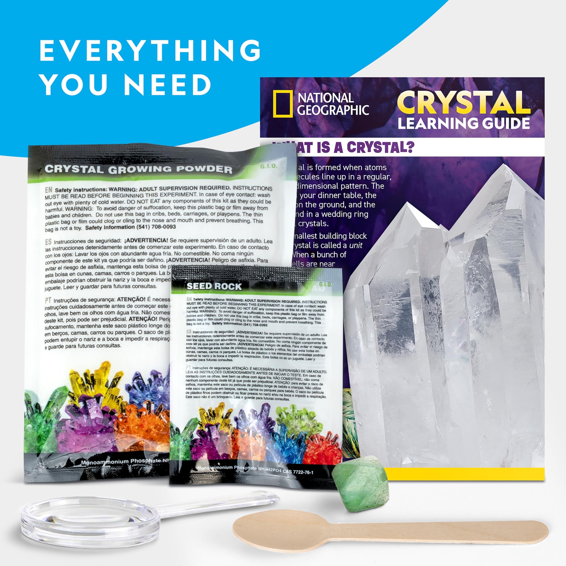 National Geographic Jumbo Crystal Growing Kit - Grow Your Own Giant Glow in The Dark Crystal in a Few Days, Science Kit, Grow Crystals for Kids, STEM