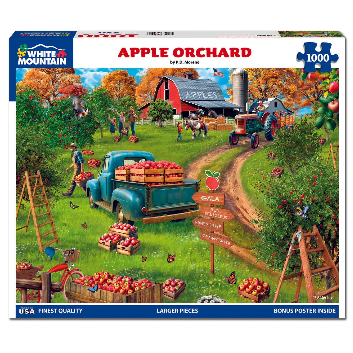 White Mountain 1000 Piece Jigsaw Puzzle Fall Farm, Apple Orchard