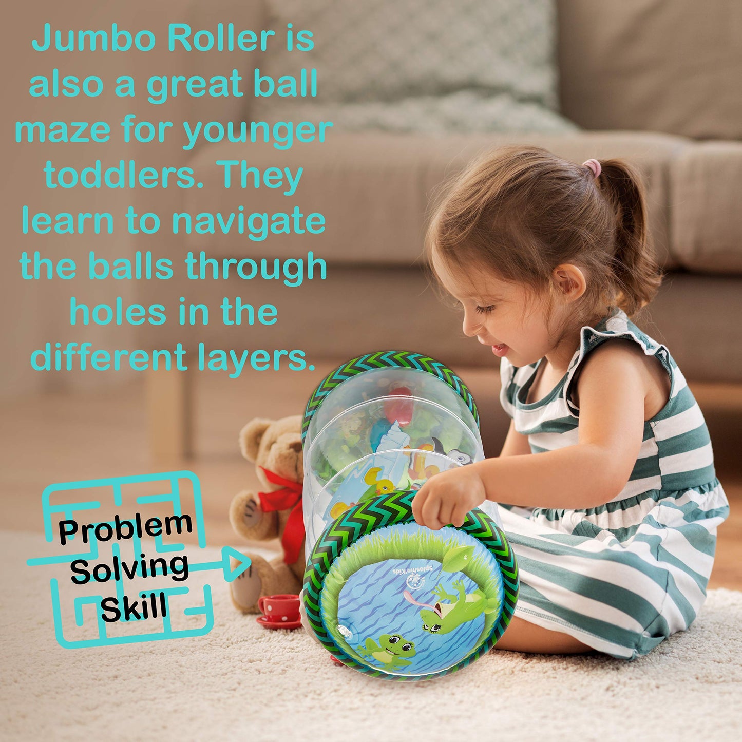 Splashin'kids Infant Toys Beginner Crawl Along Game Ball Drop Maze Tummy Time Activity Center Early Development Jumbo Roller Rattle Toy Baby Toys