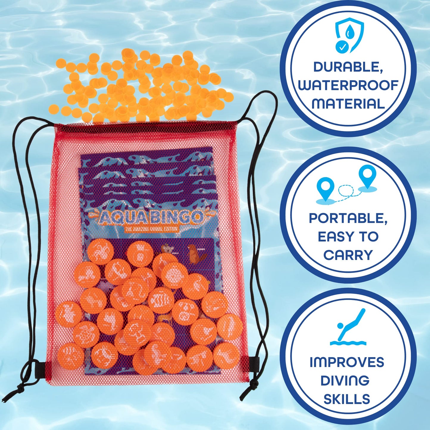 Pool Bingo Diving Game for Kids- Summer Animal Party Fun Edition Toy