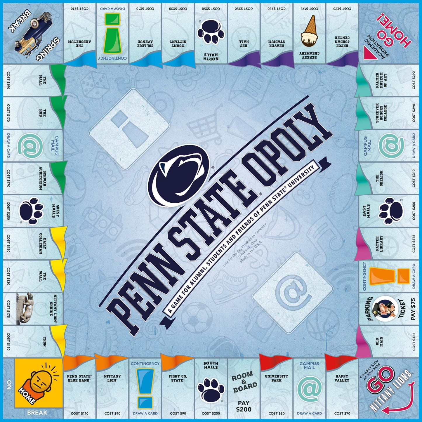 Late for the Sky Penn Stateopoly Board Game - Campus Property Trading Family Strategy Game for Adults & Kids, Alumni Gift, 2-6 Players, College