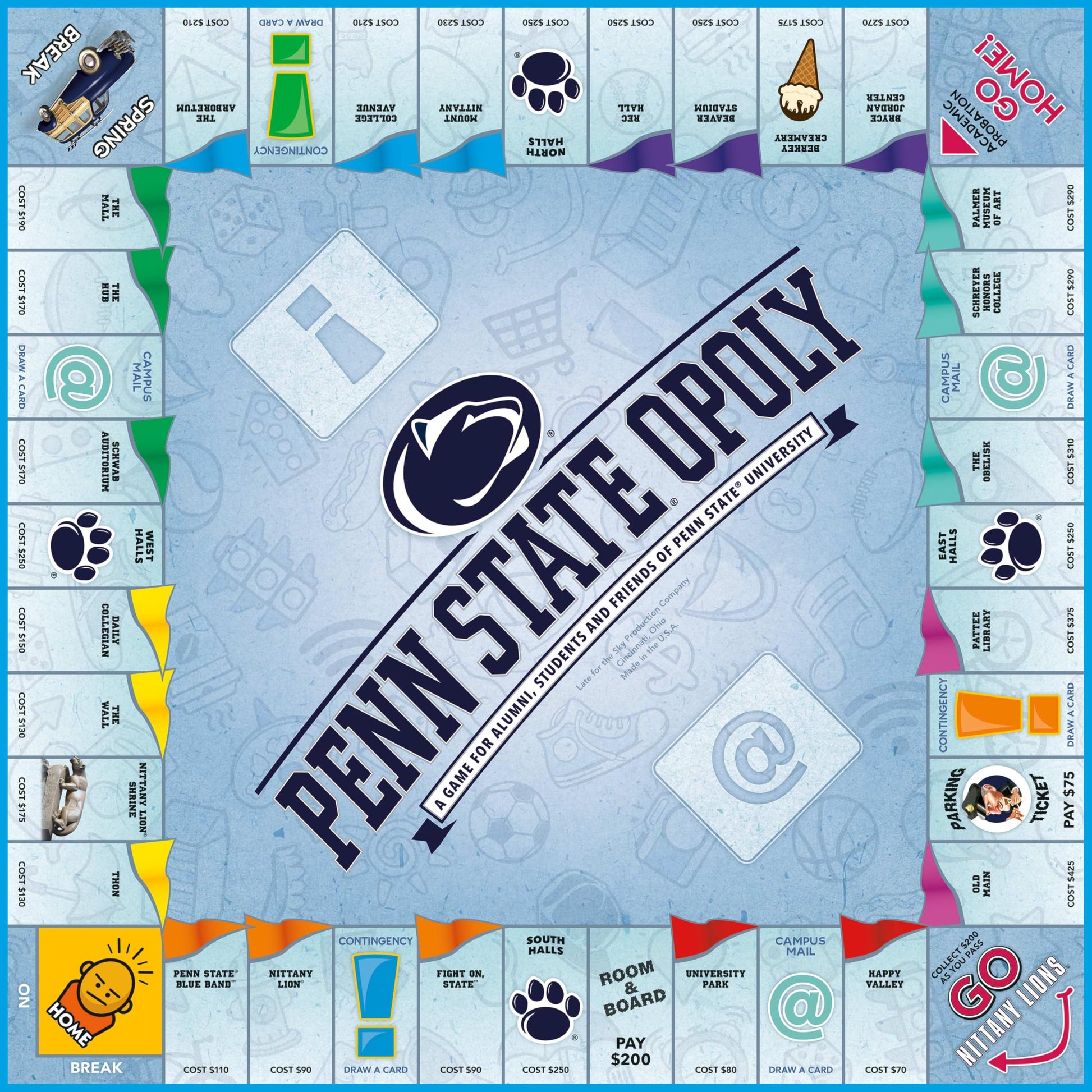 Late for the Sky Penn Stateopoly Board Game - Campus Property Trading Family Strategy Game for Adults & Kids, Alumni Gift, 2-6 Players, College