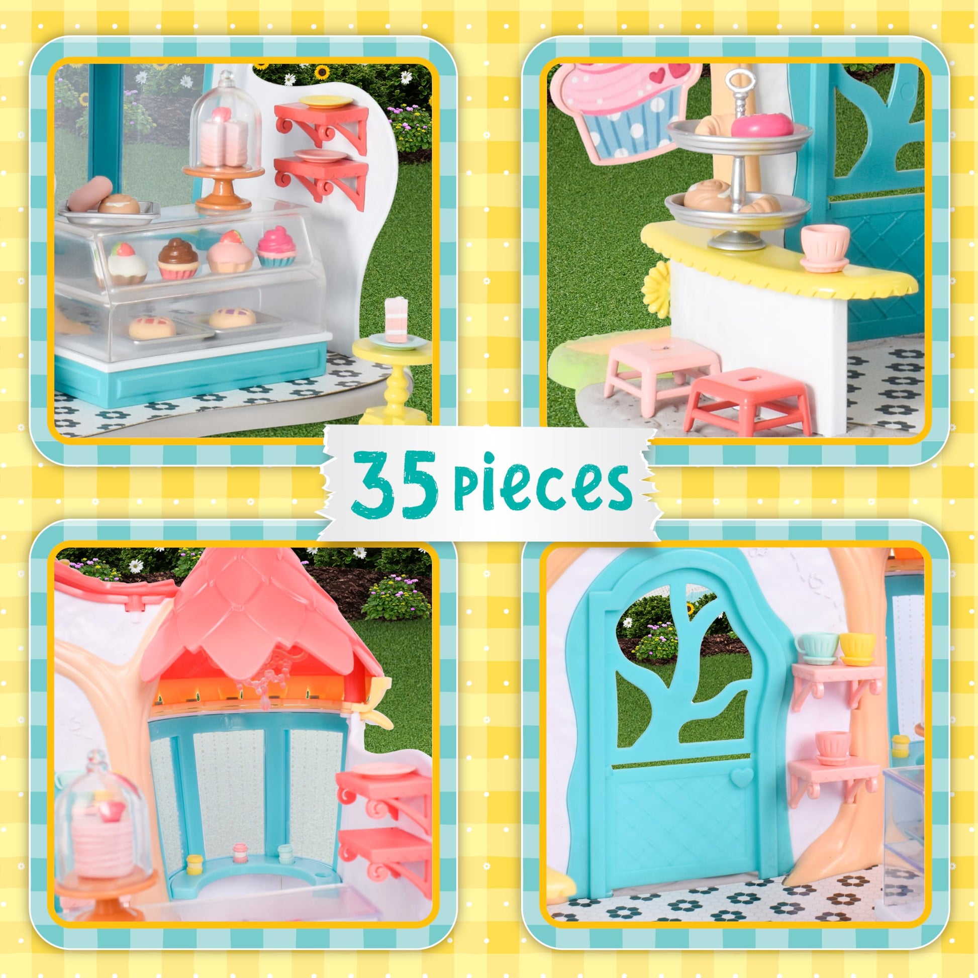 Honey Bee Acres Pastry Shop, Complete Set with Miniature Doll Figure, 35 Pieces , Ages 3+