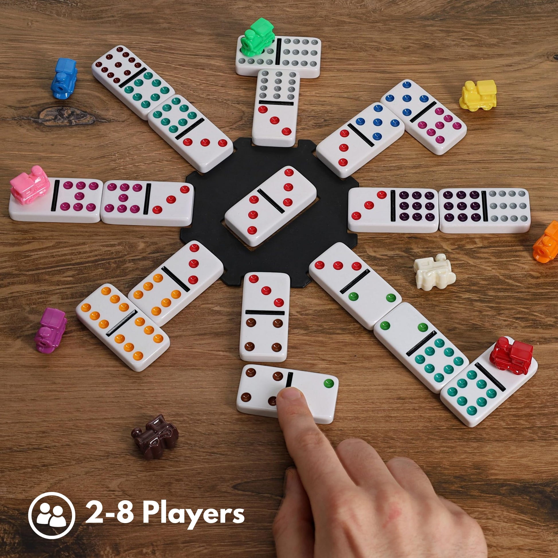 WE Games Mexican Train Dominoes, Double Twelve - Premium Ivory Tiles, Colorful Dots, Family and Adult Board Game