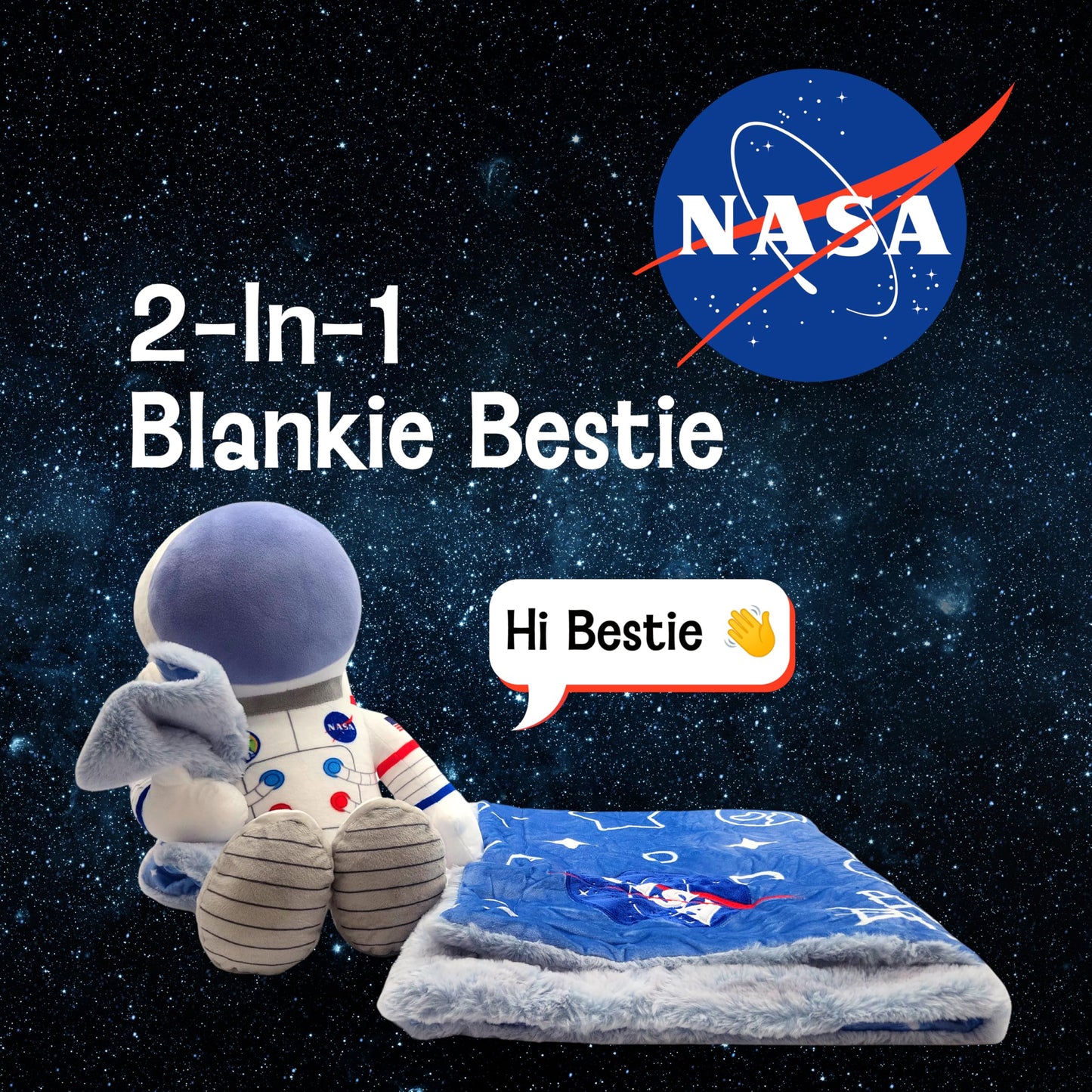 Plushible NASA-Themed Astronaut Blankie Bestie Stuffed Plush Toy with Ultra Soft Plush Baby Blanket - Space Plushie and Blanket Set, Loveys
