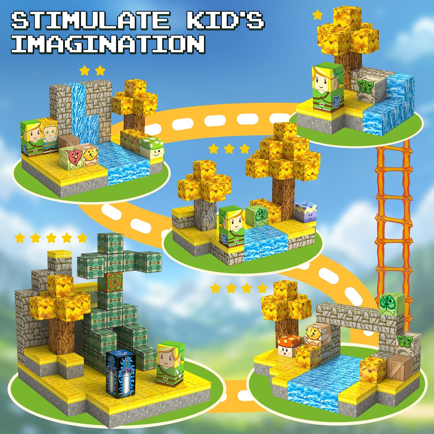 Magnetic Building Blocks for BOTW Fans, Koroks Magnet Cubes Blocks for Kids 5-7, STEM Building Game Sensory Outdoor Toys Christmas Birthday Gift