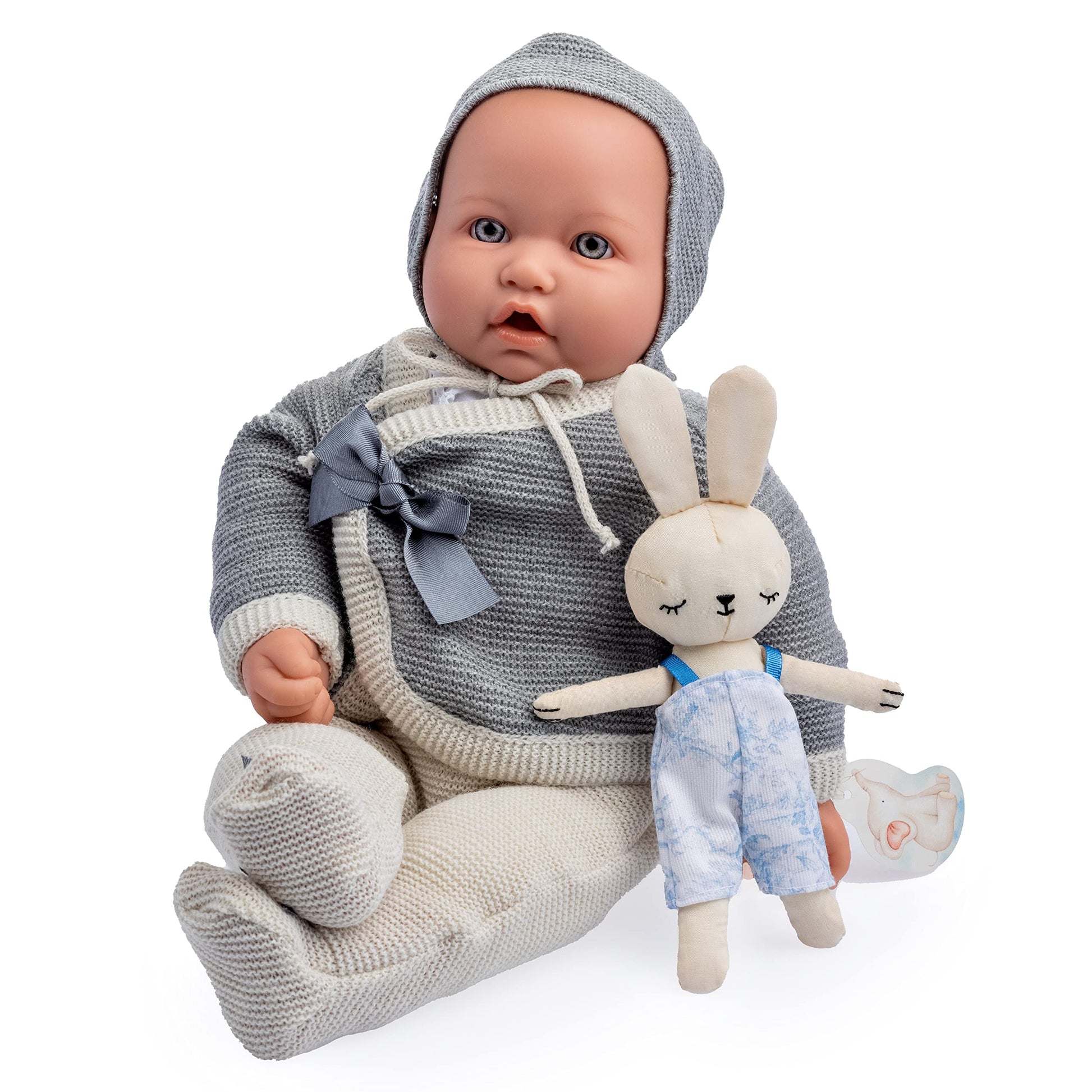 JC Toys La Baby Original Gray Collection Gift Set | 17" Soft Weighted Body | Made in Spain | Just Like a Real Baby | Blue Eyes | Reborn Berenguer