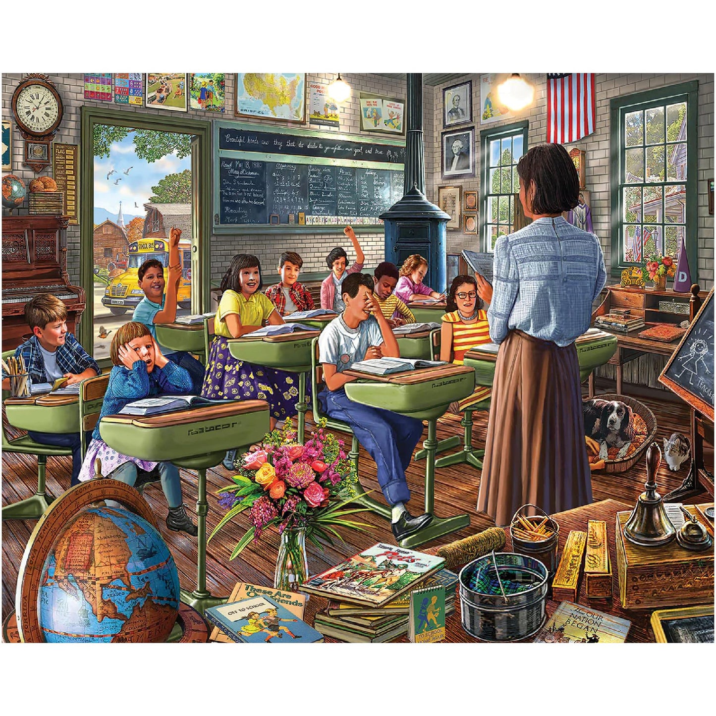 White Mountain 1000 Piece Jigsaw Puzzle Retro Childhood, Vintage Classroom