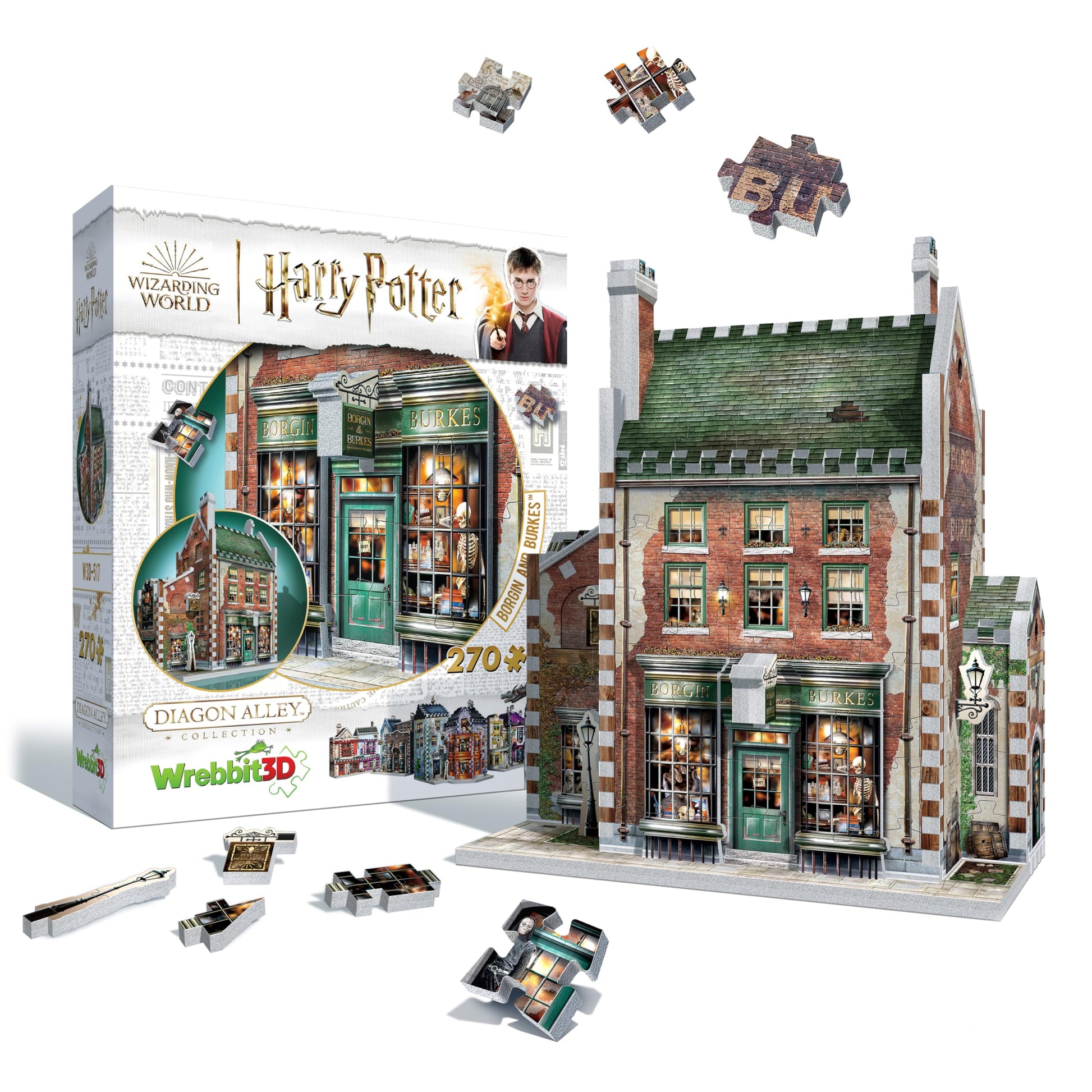 Wrebbit3D Harry Potter 3D Puzzle Model of Borgin and Burkes | Diagon Alley Collection |270 Jigsaw Puzzle Pieces | Build and Journey Through