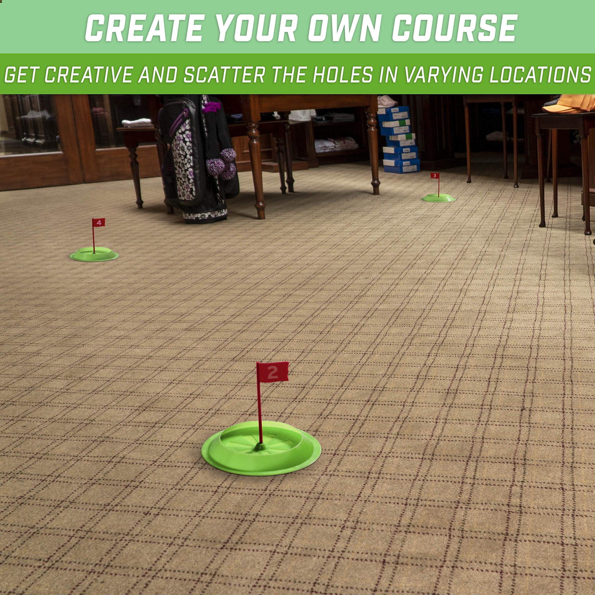 GoSports Pure Putt Challenge Mini Golf Game - Build Your Own Course at Home, The Office or On The Green - Includes 9 Holes, 4 Balls, Dry-Erase