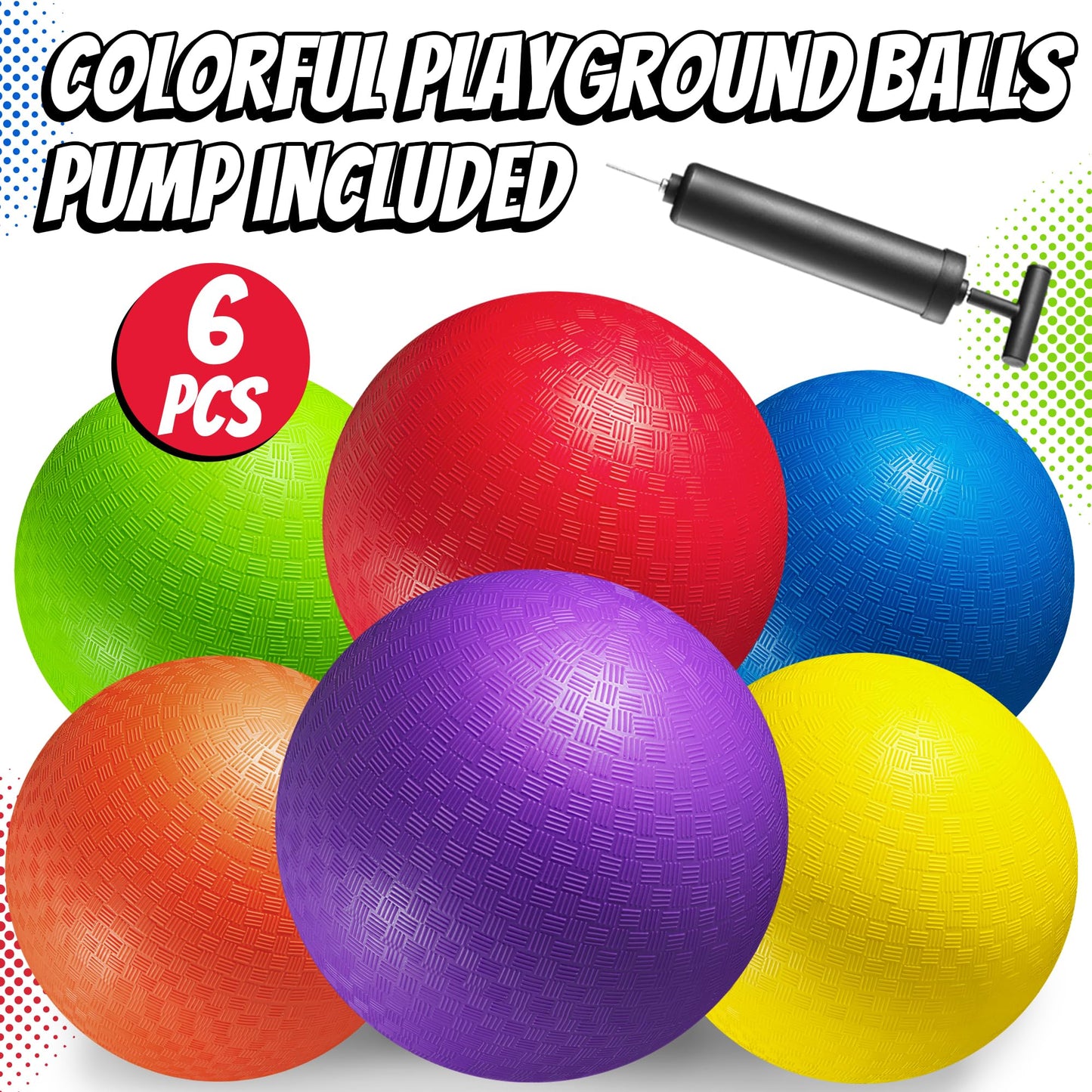 8.5-Inch Kickball Playground Balls for Kids & Adults (6-Pack)