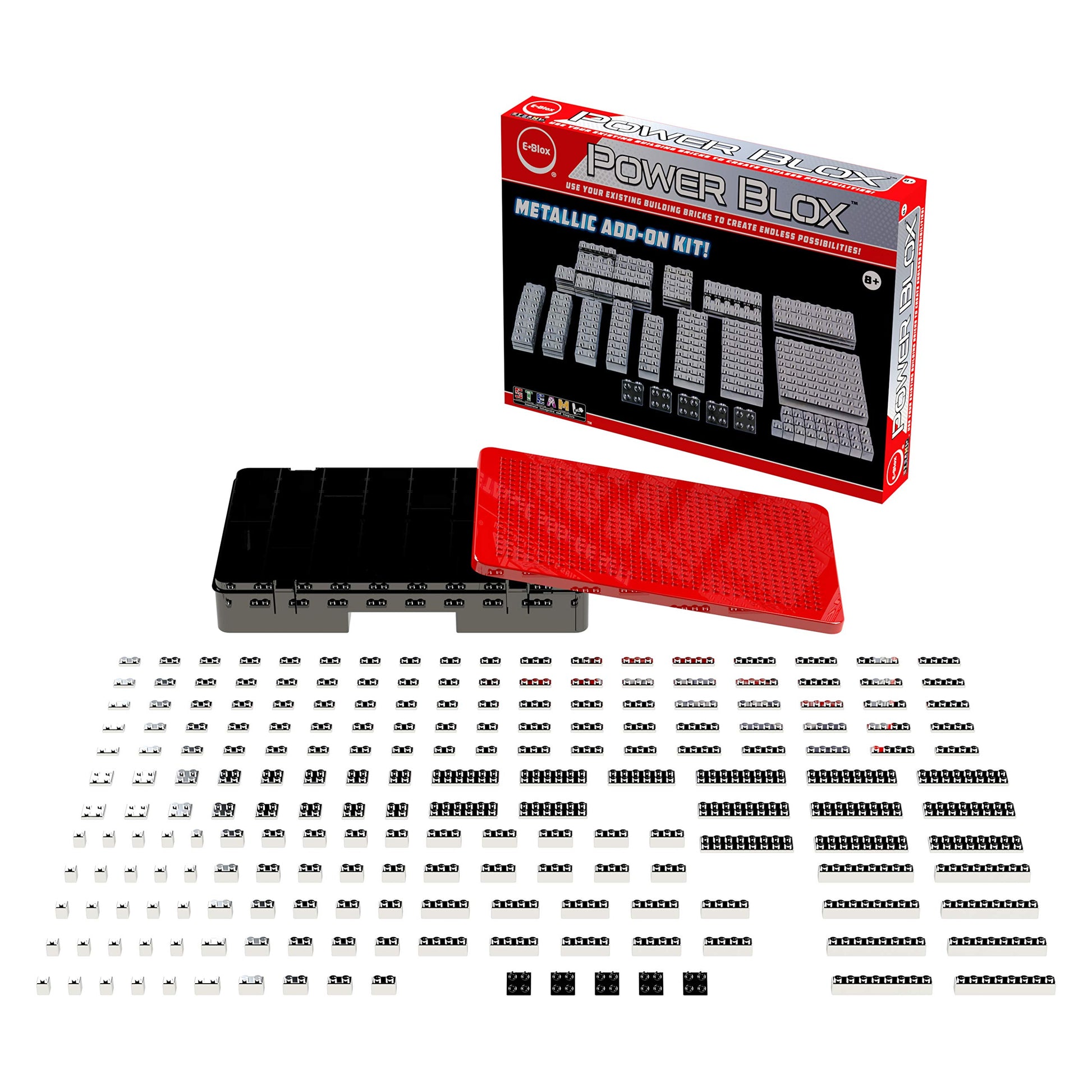 E-Blox Power Blox Builder - Metallic Add-ons Kit - Light-Up Building Blocks Toys Set for Kids Ages 8+