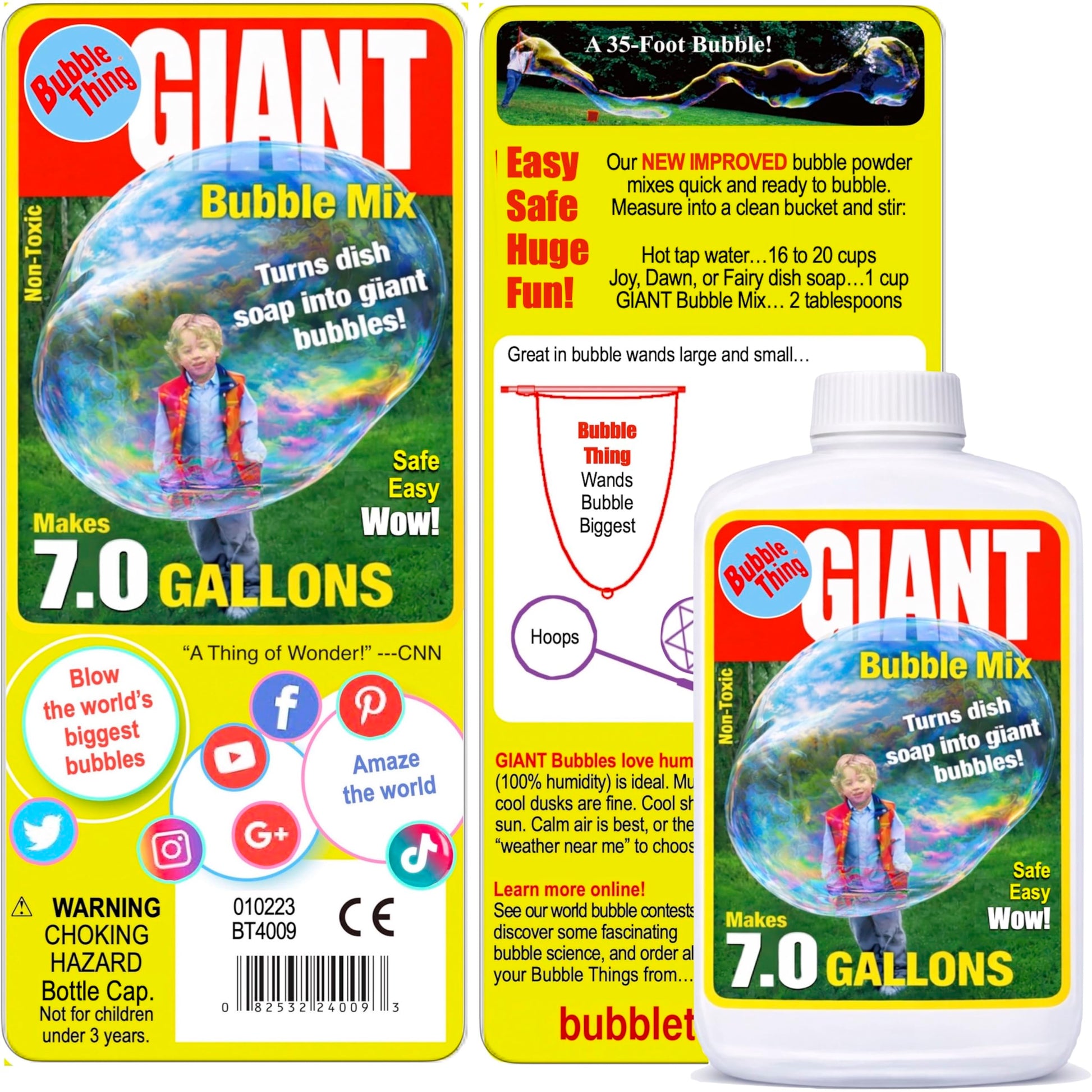 BUBBLETHING Giant Bubble Mix Makes 7 Gallons (896 oz.) Big Bubble Solution