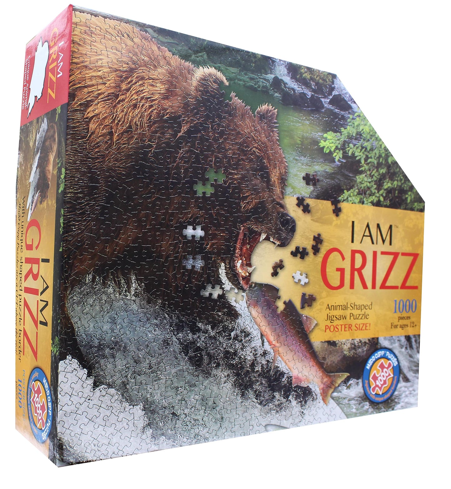 Madd Capp Puzzles - I AM Grizz - 1000 Pieces - Animal Shaped Jigsaw Puzzle, Multi