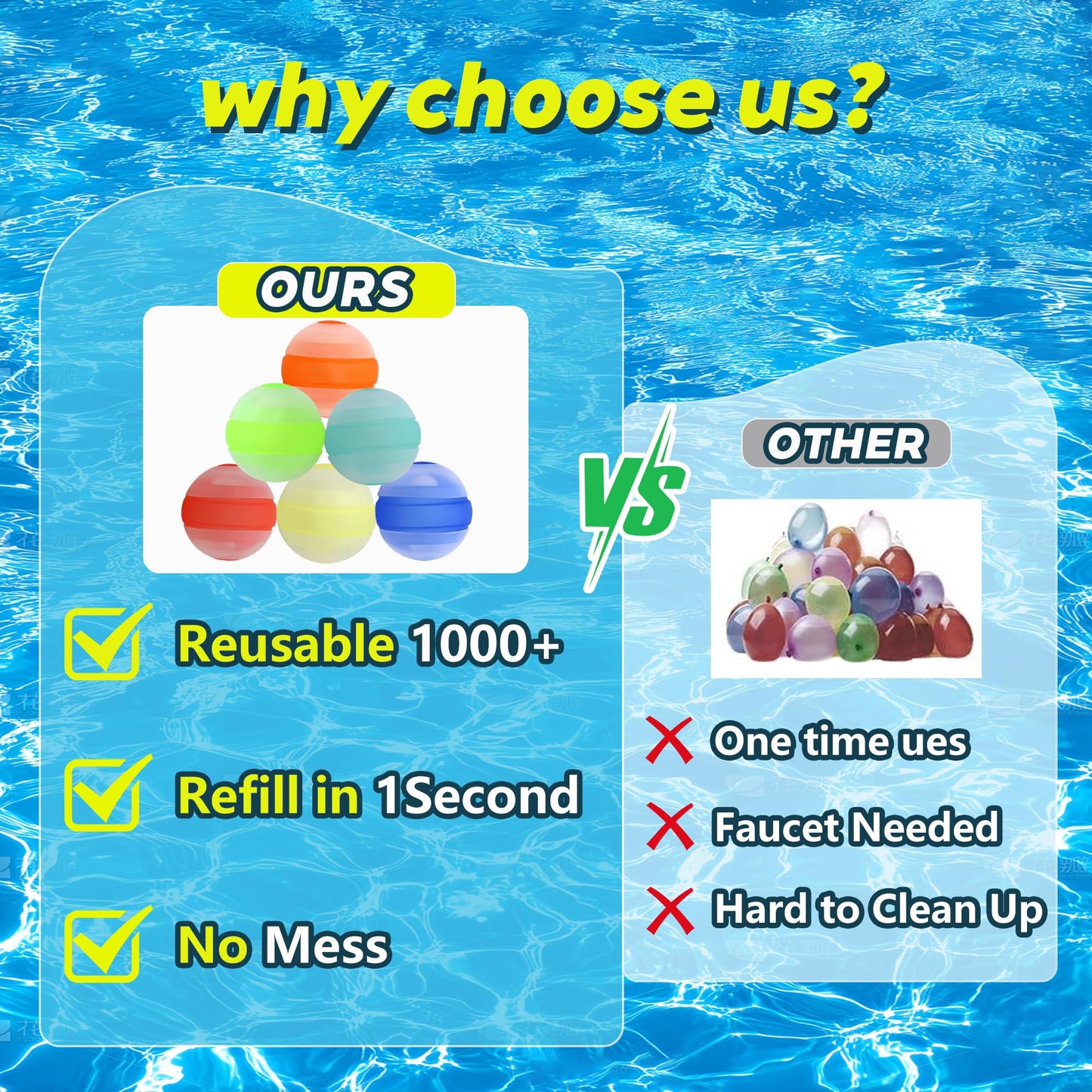 Reusable Water Balloons 6 Pcs Quick-Fill Self-Sealing Pool & Beach Water Toys for Boys Girls Ages 3-12, Outdoor Summer Splash Balls for Backyard Kids